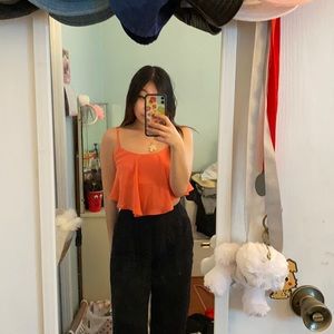Coral orange crop top